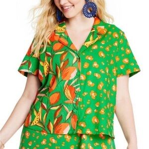 Tabitha Brown x Target Green Leopard Floral Shirt NEW!